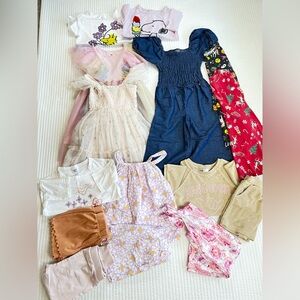 Lot Of 14 Girls Size 5/6 Spring Summer Clothing Bundle Dresses Tops Shorts